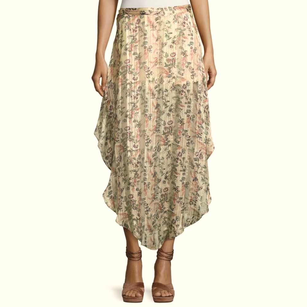 NEW Haute Hippie Anastasia Slayer Pleated Tulip Maxi Skirt Handkerchief Size 4